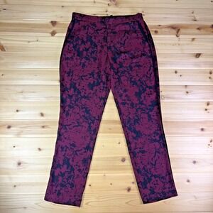 Banana Republic Pants Womens 4 Burgundy and Black Tapered Leg Trousers